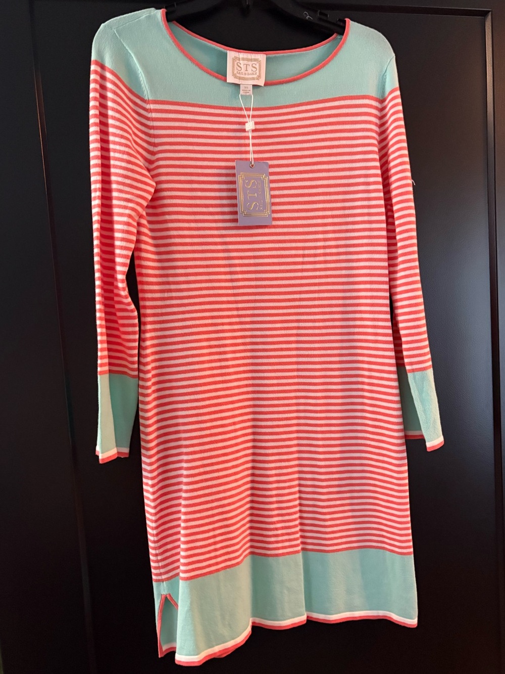 NWT STS Coastal Striped Knit Dress in Coral & Mint